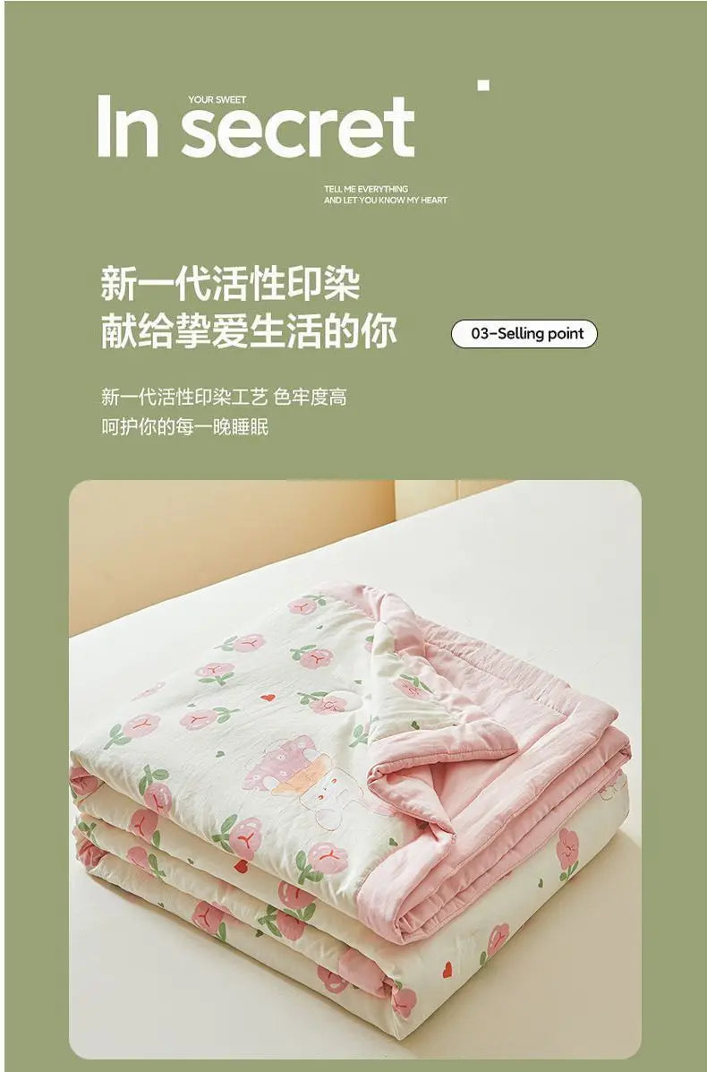 100% Cotton Summer Cooler Air-conditioning Nap Blanket Soy Fiber Comforter Quilt Core Super Soft Comfortable Antibacterial Quilt
