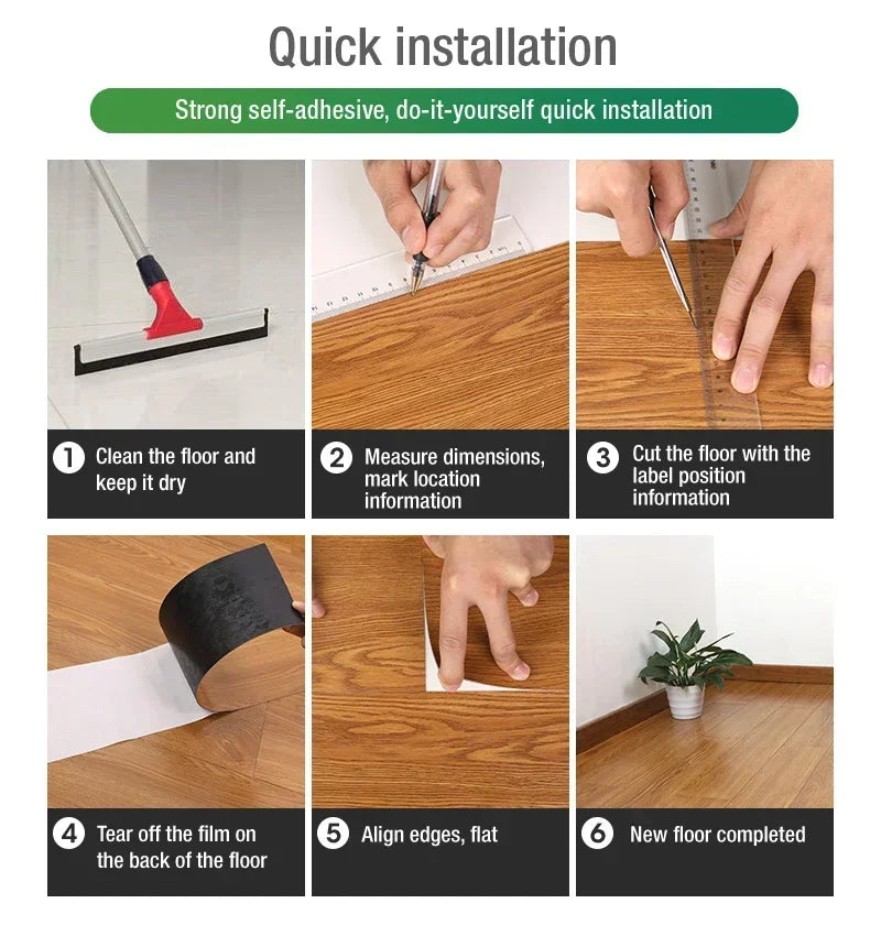 Wood grain floor stickers modern style PVC wall stickers waterproof self-adhesive living room bathroom kitchen home decoration