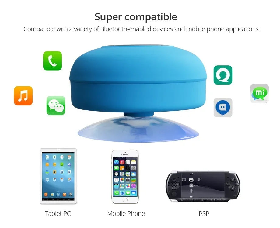 Wireless Bluetooth Waterproof Speaker With Suction Cup Sound For Car, Shower Sound