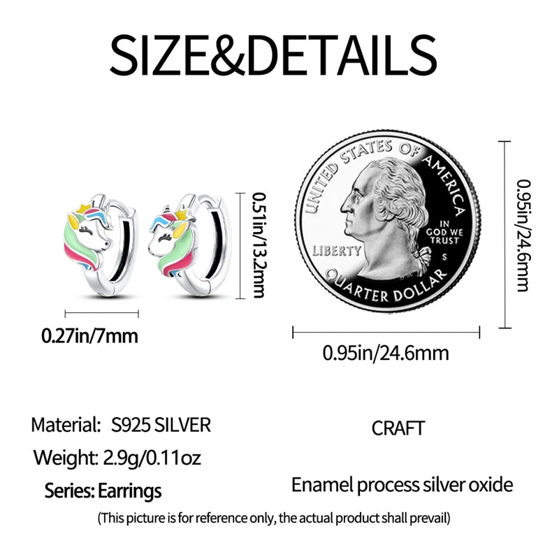 100% 925 Sterling Silver Colorful Butterfly Bee Ladybug Rainbow Flower Earrings For Women Fashion Birthday Party Jewelry Gifts