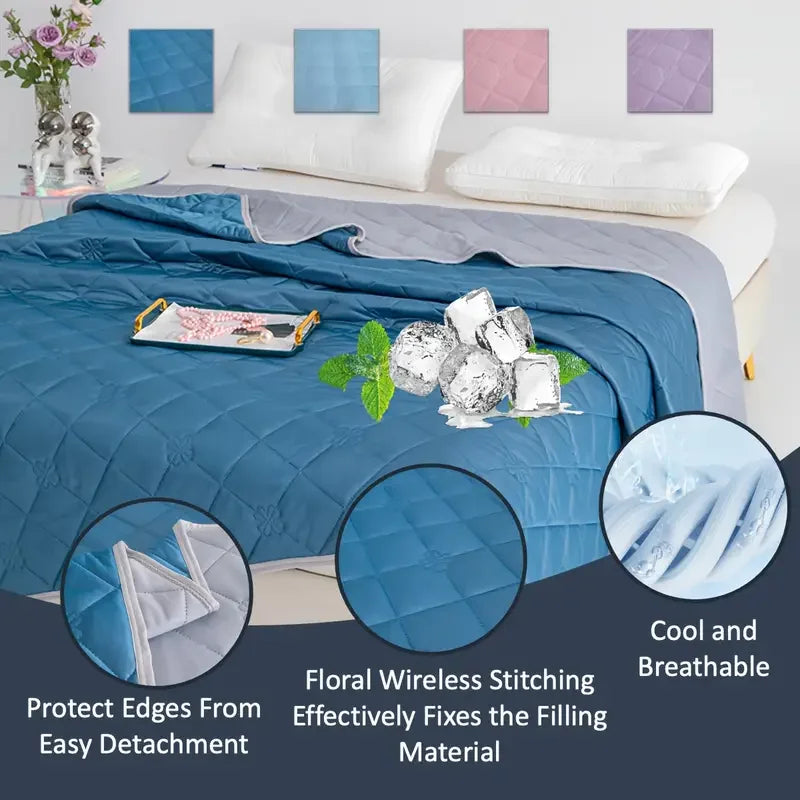 1pc Solid Color High-Quality  Summer Cooling Blanket, Lightweight, Breathable & Skin-Friendly for Hot Sleepers,Bedding 냉감이불/여름이불