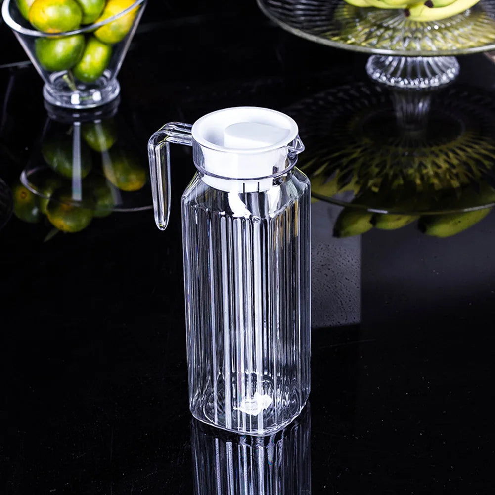 1pc 1.1L Water Juice Jug Pitcher PC Transparent Bottle With Lid Fridge Home Kitchen Drink Storage Pot 8.5x24cm