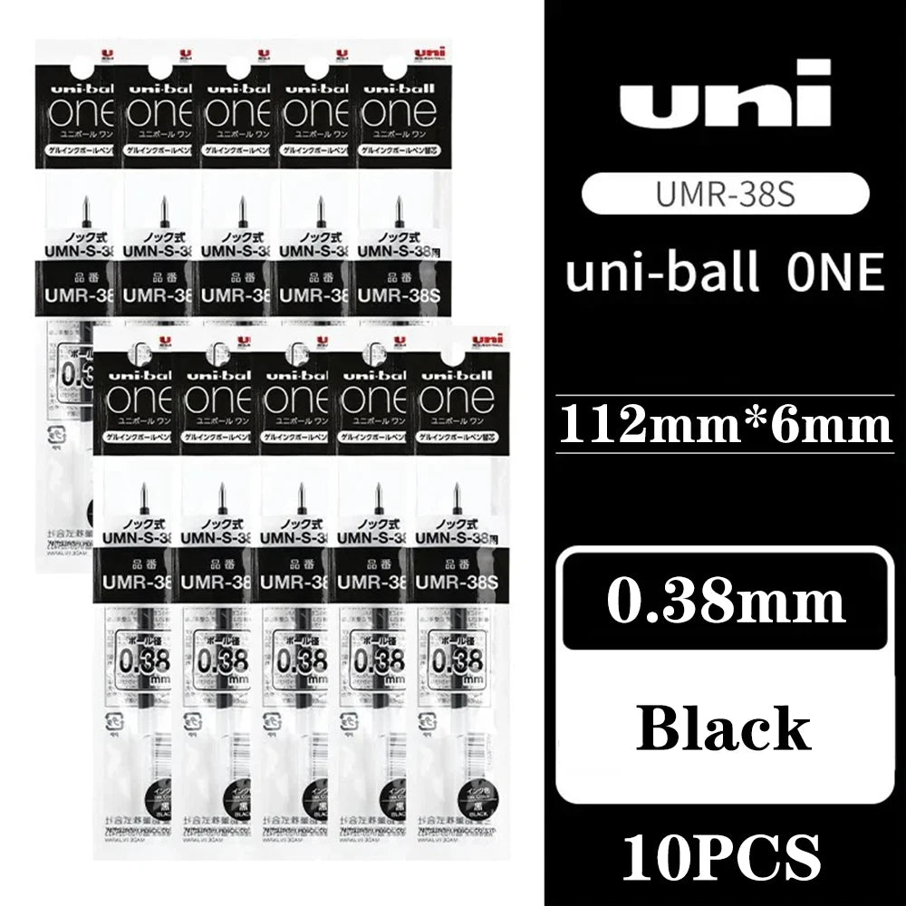 10PCS Uni-ball One Gel Pen Refill UMR-05S/UMR-38S Applicable To UMN-SP/UMN-SF Back To School Japanese Stationery 0.38mm/0.5mm