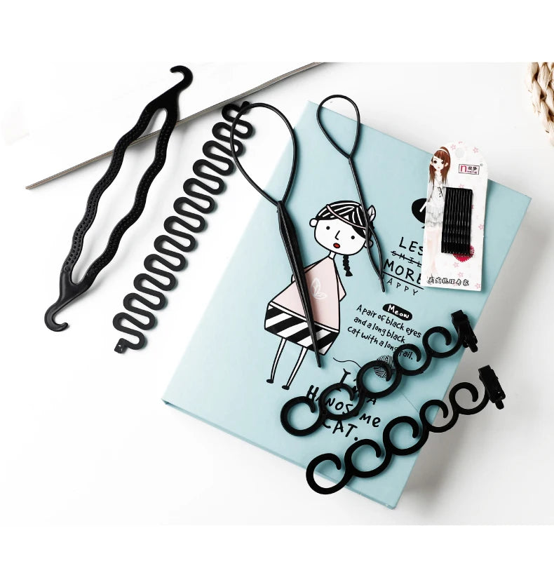1/2/3/4pcs/set Ponytail Hair Styling Tools Ponytail Holder Topsy Loops Hair Bun Maker Braids Beauty Makeup Hairdressing Braiders