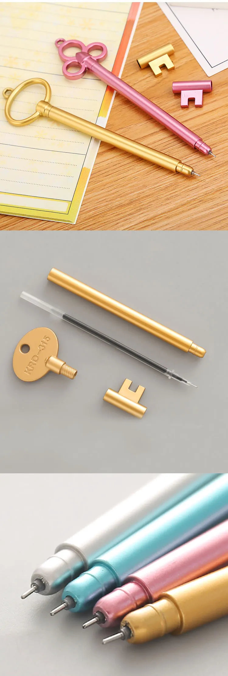 10pcs Customized LOGO Signature Pen Creative Retro Key Styling Gel Pen School Supplies Stationery Cute Gift Pen Laser Lettering