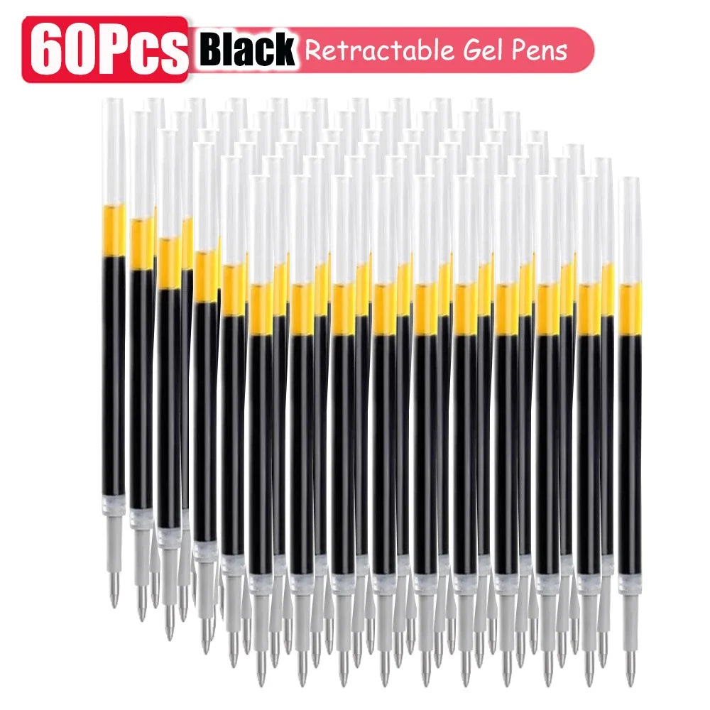 1-63Pc Retractable Gel Pens Set Black/red/blue Ink Ballpoint for Writing 0.5mm Refills Office Accessory School Supply Stationery