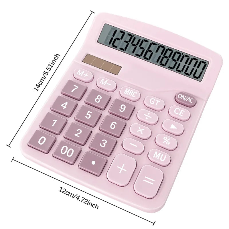 12-Digit Large LCD Display Calculator Standard Function Calculator with Solar & Battery Dual Power for Home Basic Desktop Office