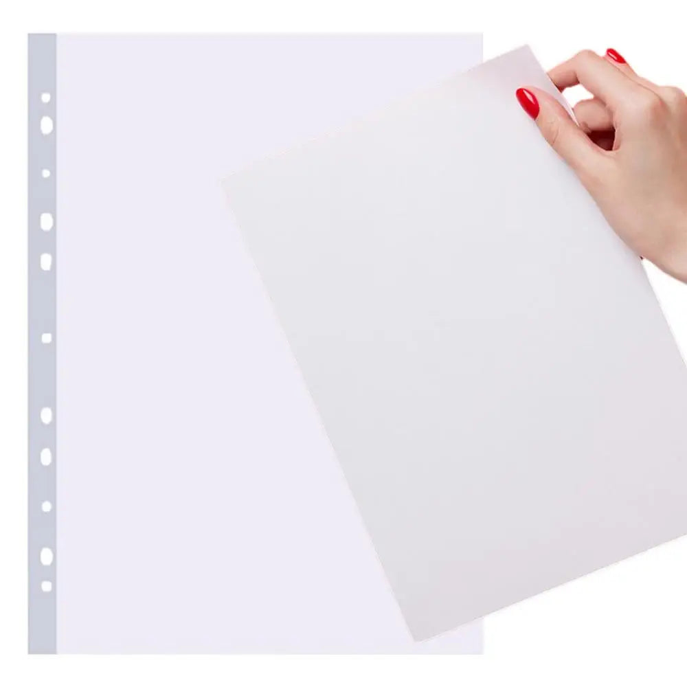 100pcs 11-hole A4 Clear Plastic Punched File Folders For Documents Sleeves Pocket File Sleeve Thin Document Office Supplies