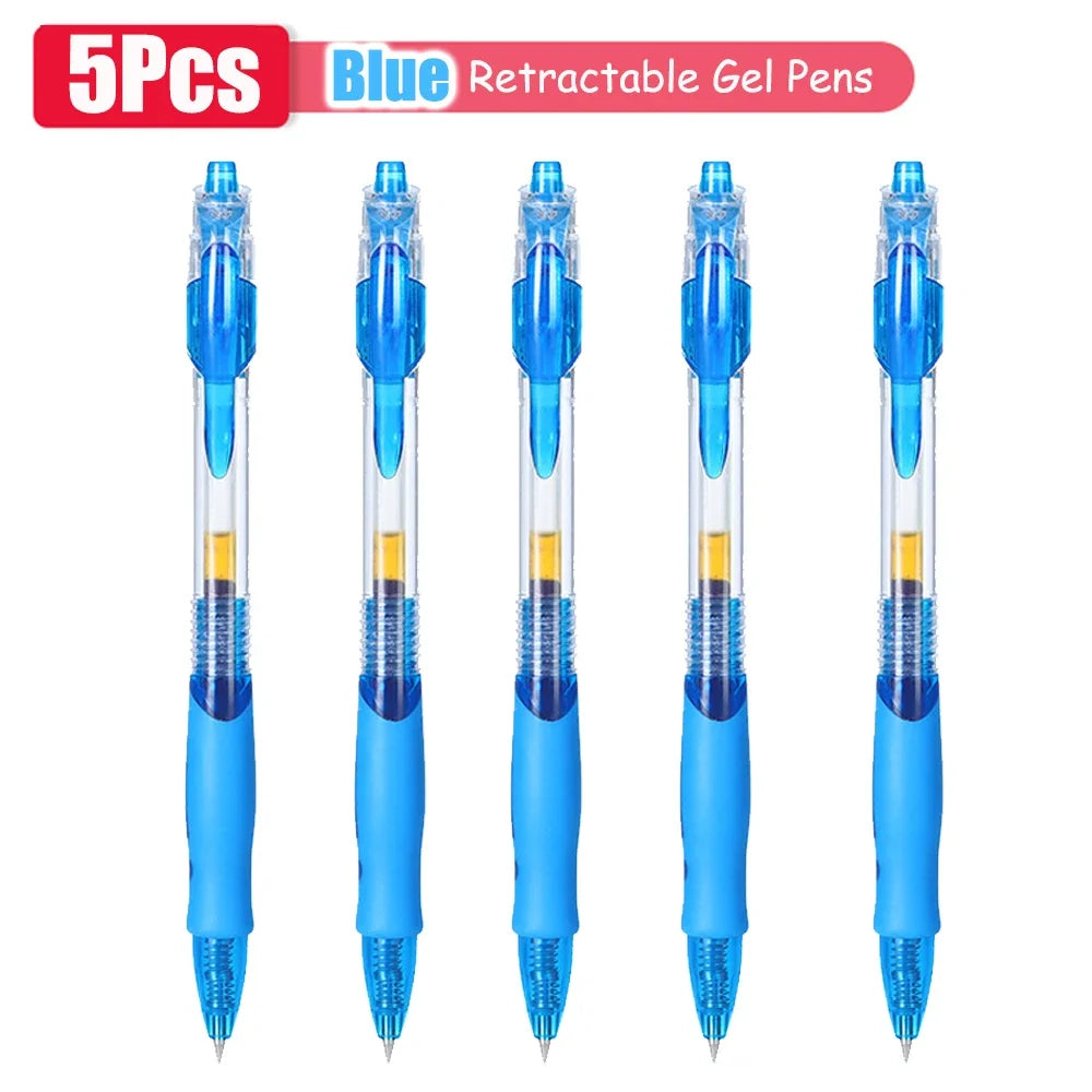 1-63Pc Retractable Gel Pens Set Black/red/blue Ink Ballpoint for Writing 0.5mm Refills Office Accessory School Supply Stationery
