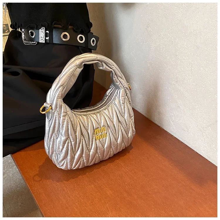 Women's Crossbody Cloud Design Versatile Handbag Soft PU Leather Square Shape Shoulder Bag with Zipper Polyester Lining