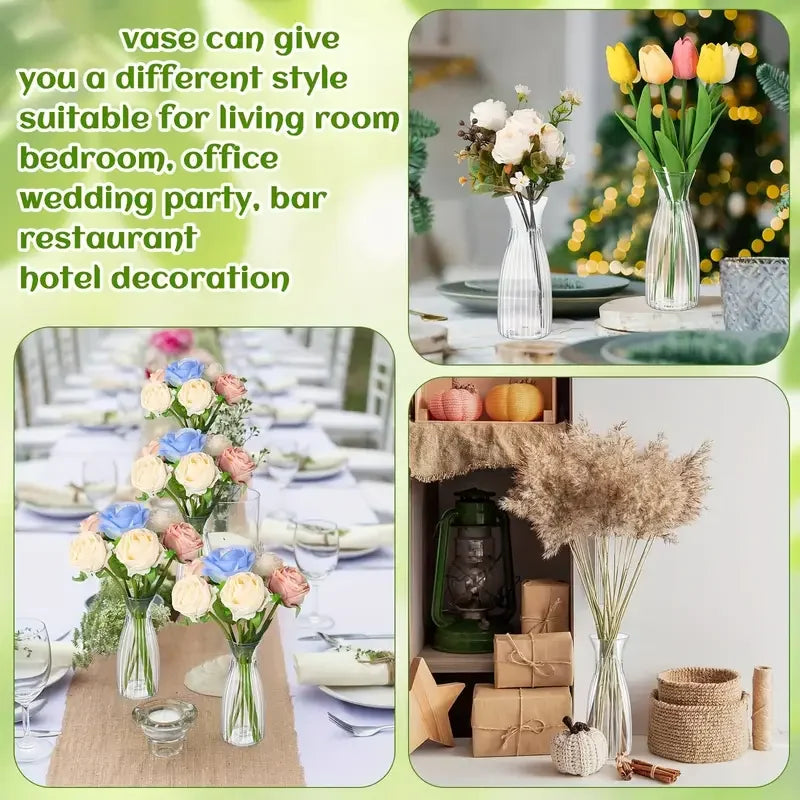 10pcs striped vases, beautiful decorative vases, suitable for various floral displays, festivals, and home decorations