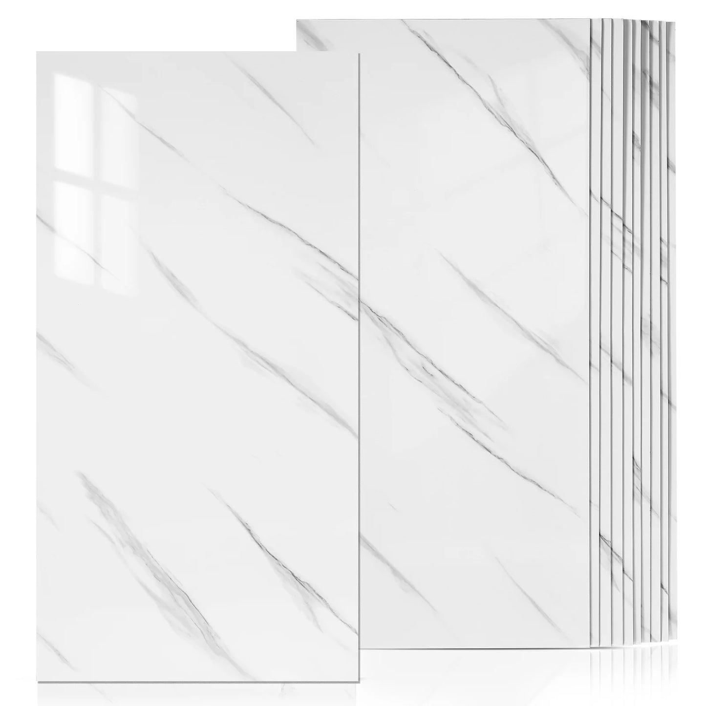 10 Pcs Marble Waterproof Wall Sticker Vanity Backsplash For Kitchen Tub Peel Self Adhesive White Imitation Porcelain Stickers