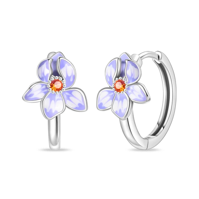 100% 925 Sterling Silver Colorful Butterfly Bee Ladybug Rainbow Flower Earrings For Women Fashion Birthday Party Jewelry Gifts