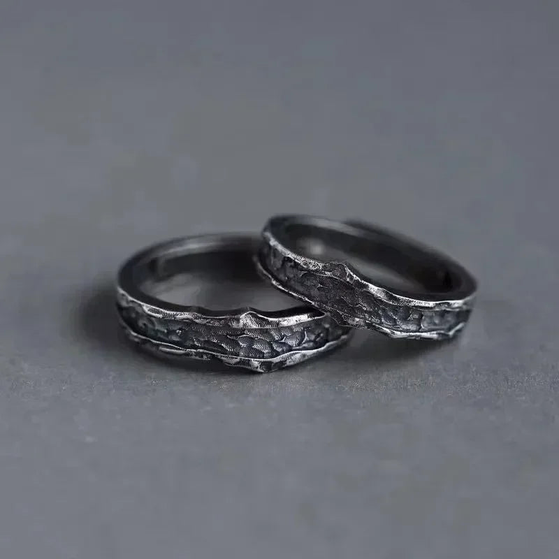 1 Pair New Trendy Abyss Couple Ring Simple Personality Cold Wind Ring Retro Old Student Men and Women Couple Ring Jewelry Gift
