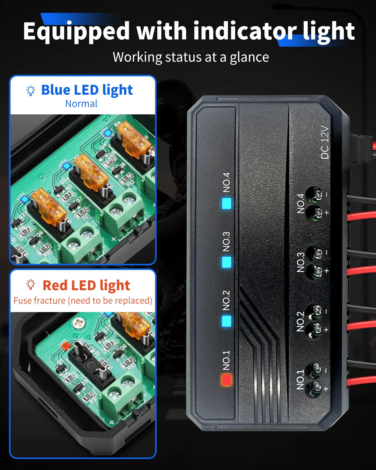 12V Universal Automotive Fuse Block Holder 4 Circuits Protection 20A Moto Fuse Block LED Indicator Motorcycle Car Accessories