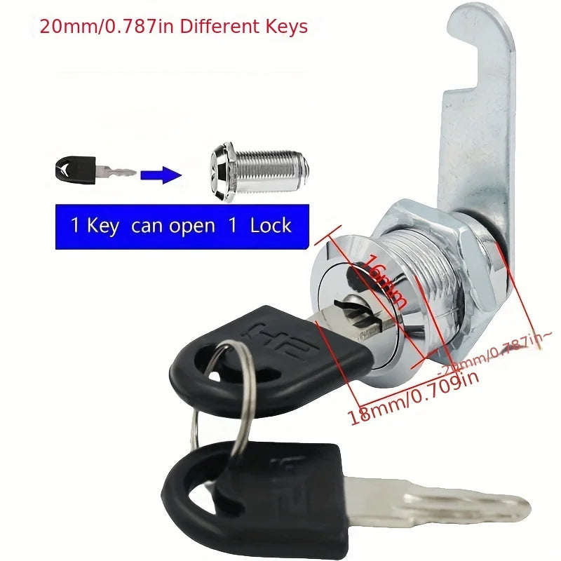 16/20/25/30/38mm Cam Lock High Quality Mail Box File Cabinet Desk Drawer Lock with 2 Keys DIY Cabinet Tools