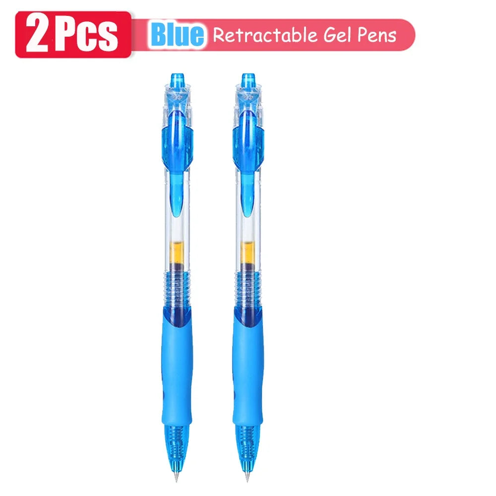 1-63Pc Retractable Gel Pens Set Black/red/blue Ink Ballpoint for Writing 0.5mm Refills Office Accessory School Supply Stationery