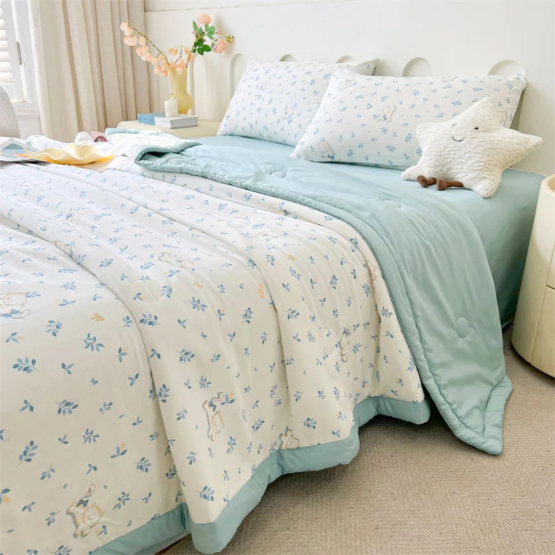 100% Cotton Inside and Outside Summer Quilt Lightweight Ultra Soft Thin Quilt Air Conditioning Quilts Pure Cotton Blanket Ins
