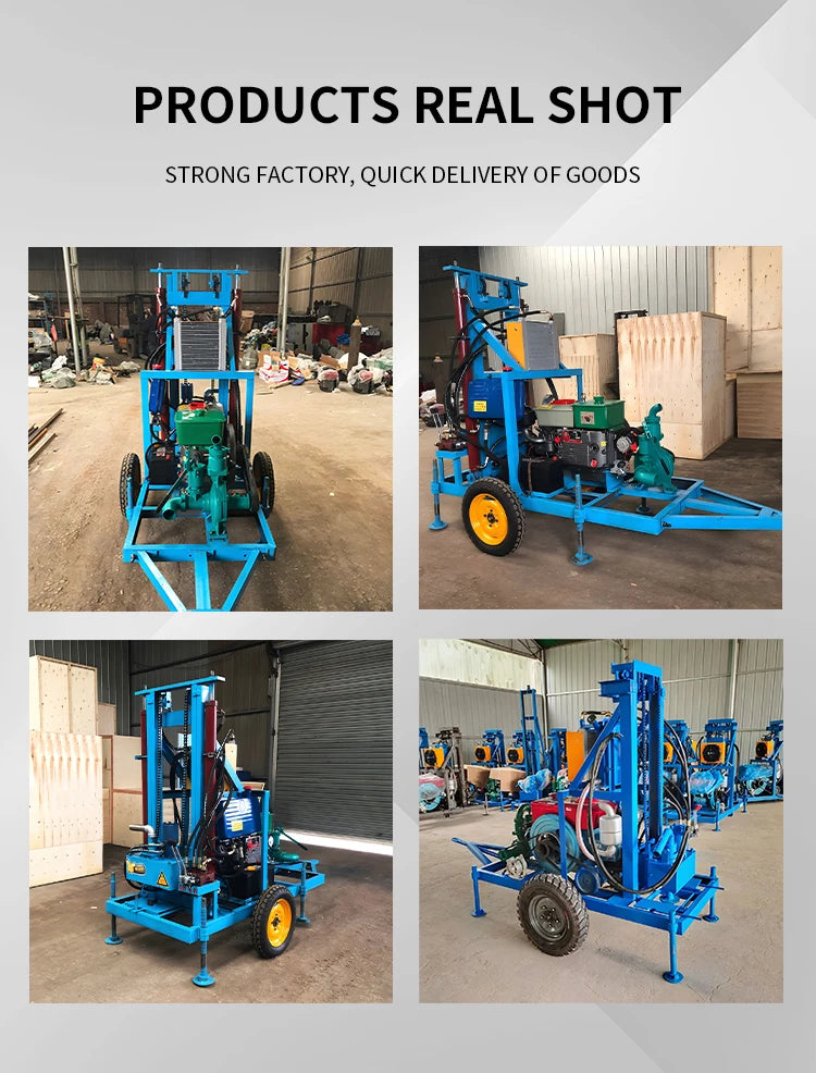 100m 150m Portable Water Well Drilling Rig Machine Small Diesel Water Well Drill Machines Trailer-mounted Factory Direct Sales