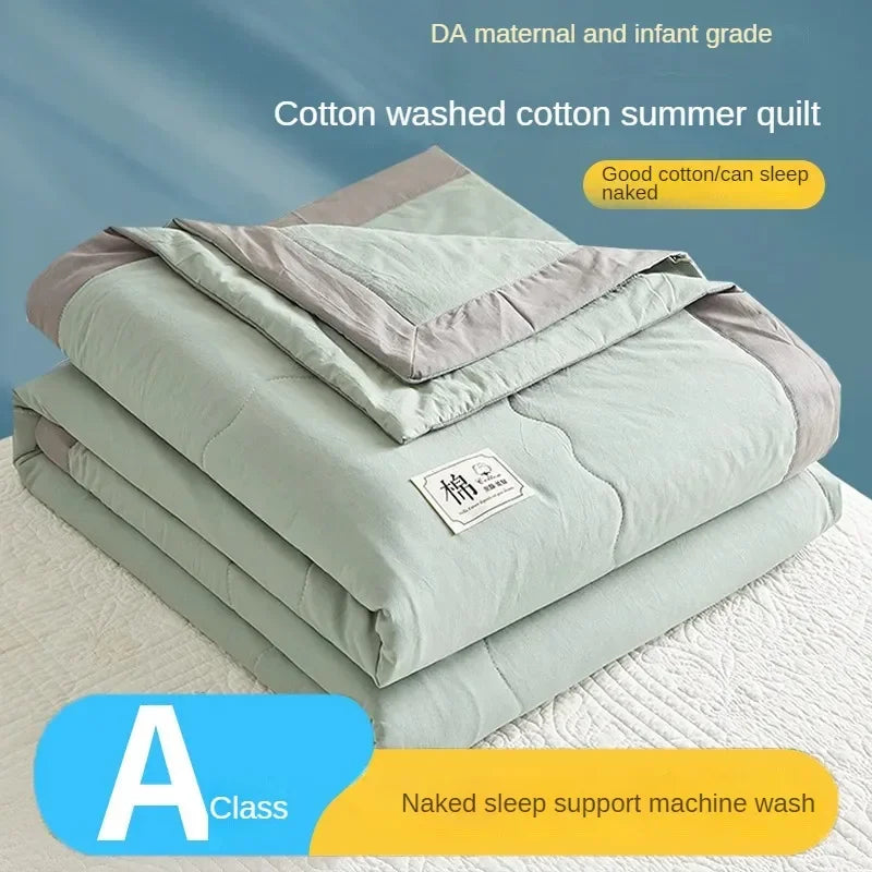 100% cotton inside and outside summer cool  air conditioning quilt washed cotton pure cotton summer quilt thin quilt summer