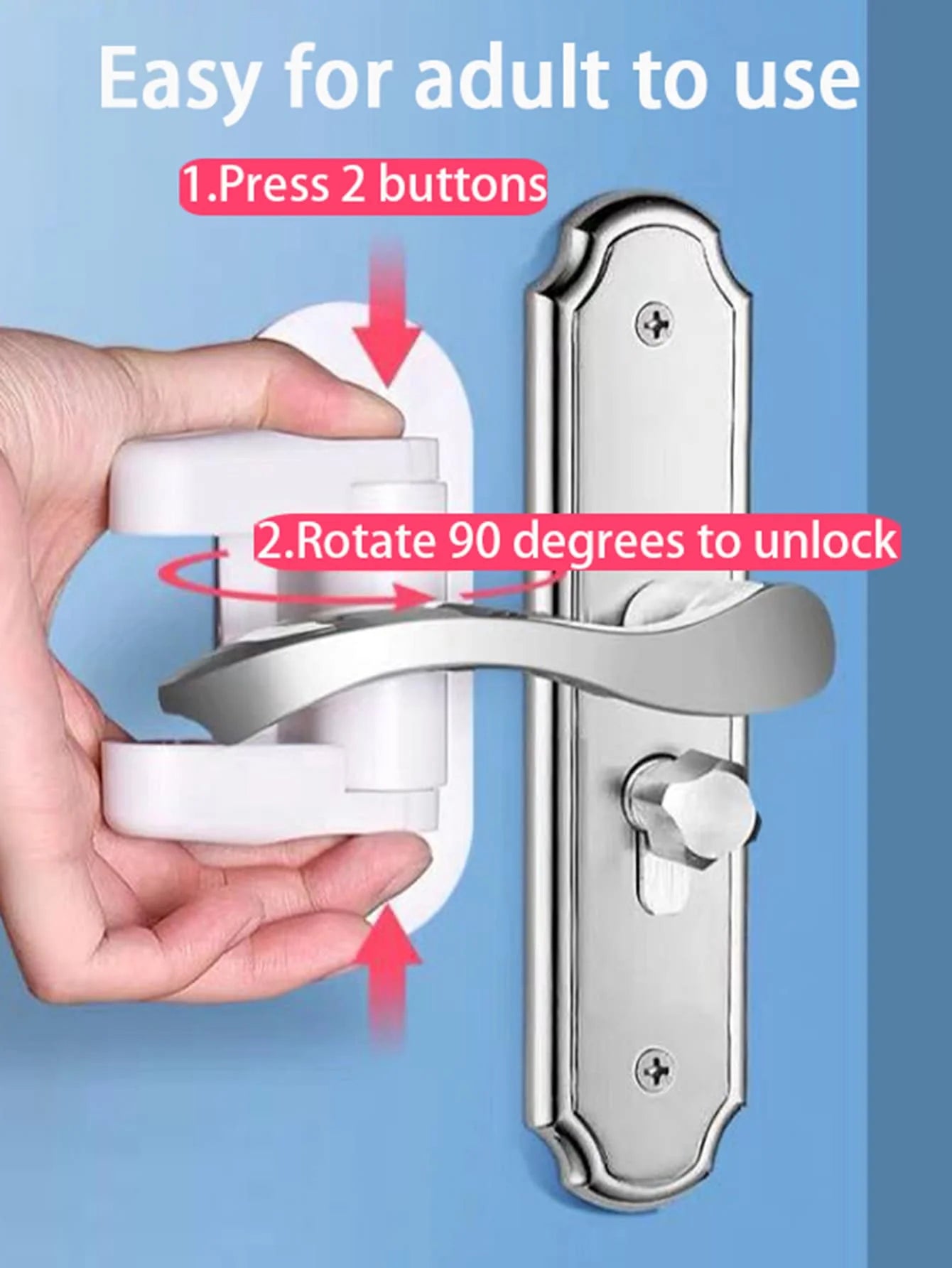 1pc- Child Safety Locks Door Handle Fixed Lock Baby Bnti-opening Door Lock Dynamic Function Safety Lock Punch-free
