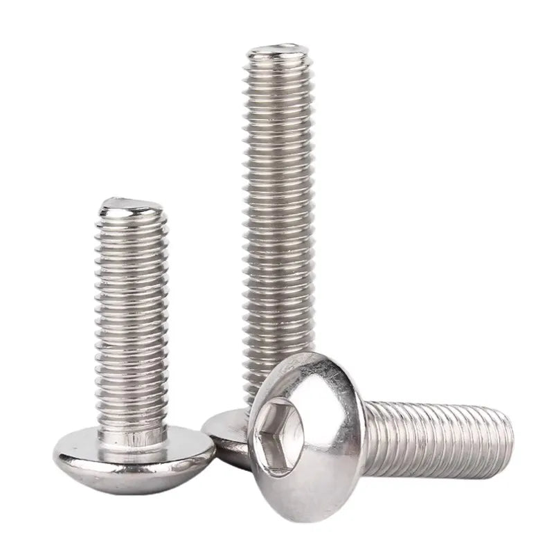 10pcs 304 Stainless steel Big Flat Round Head Inner Hexagon Screw Bolt M6 6mm M5 for Motorcycle Scooter ATV Moped Plastic Cover