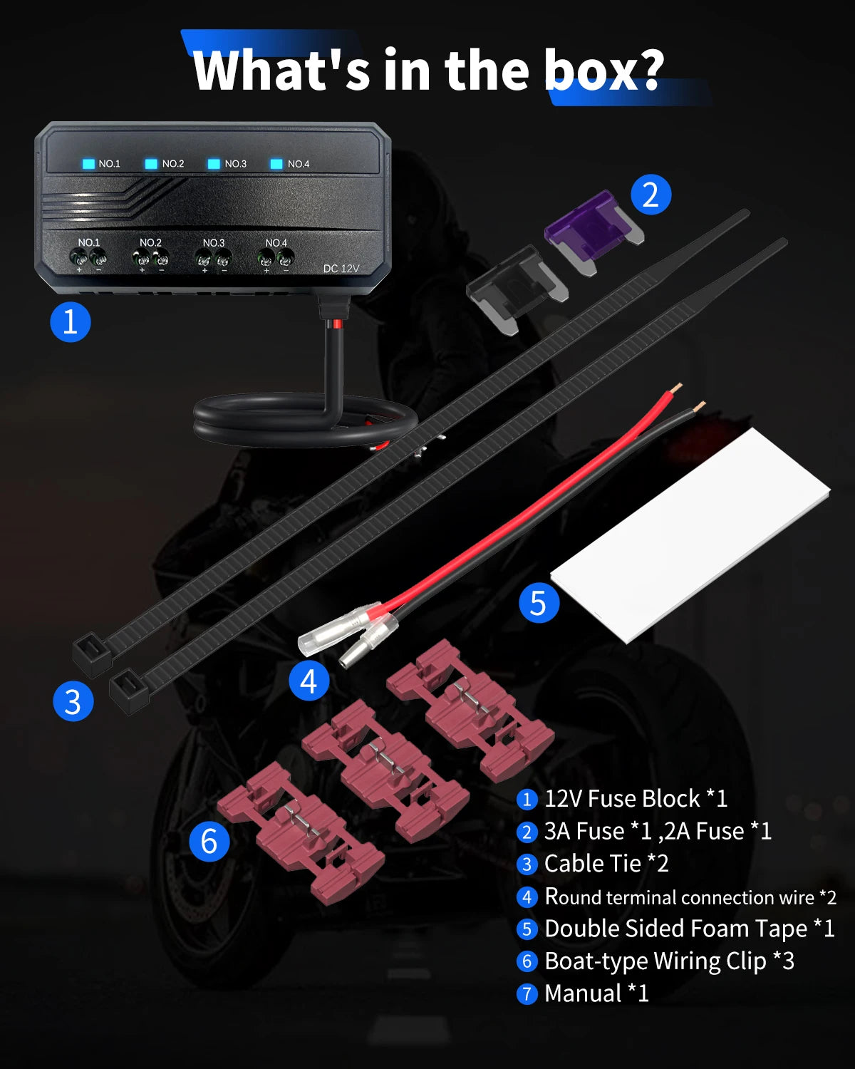 12V Universal Automotive Fuse Block Holder 4 Circuits Protection 20A Moto Fuse Block LED Indicator Motorcycle Car Accessories