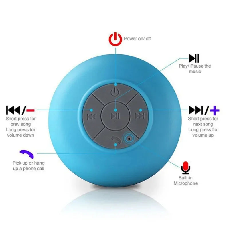 Wireless Bluetooth Waterproof Speaker With Suction Cup Sound For Car, Shower Sound