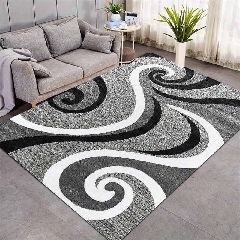 "Modern Line Print Area Mat - Non-Slip Short Pile Rug for Living Room/Bedroom/Office, Washable Soft Floor Mat Indoor Use