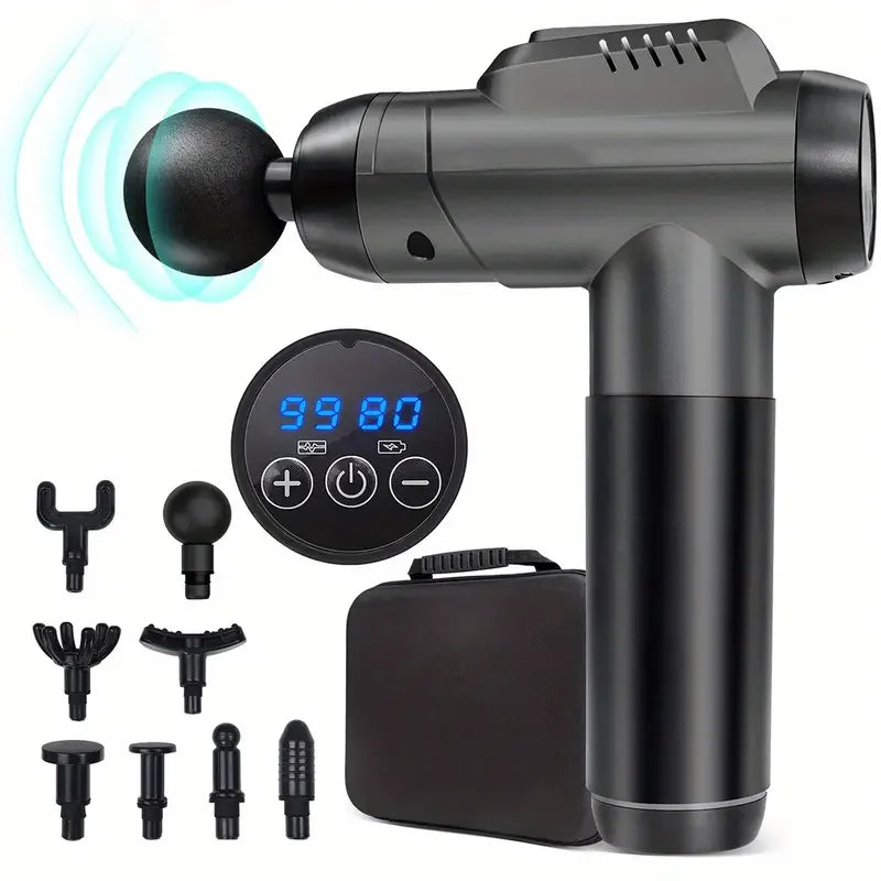 1200-9800 rpm High-Power Deep Muscle Massage Gun Electric Massager with 8 Heads For Body Neck Back Leg Fitness Tool 30 Levels