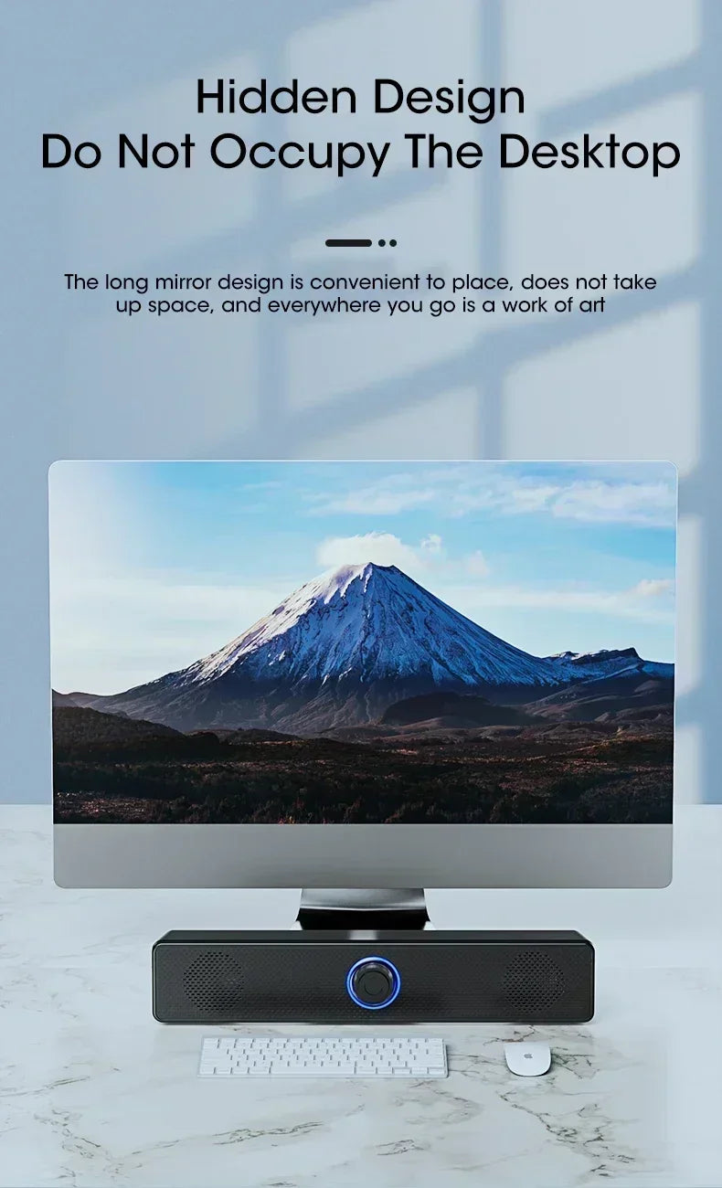 XIKCU PC Soundbar Wired and Wireless Bluetooth Speaker USB Powered Soundbar for TV Pc Laptop Game Theater Surround Audio System