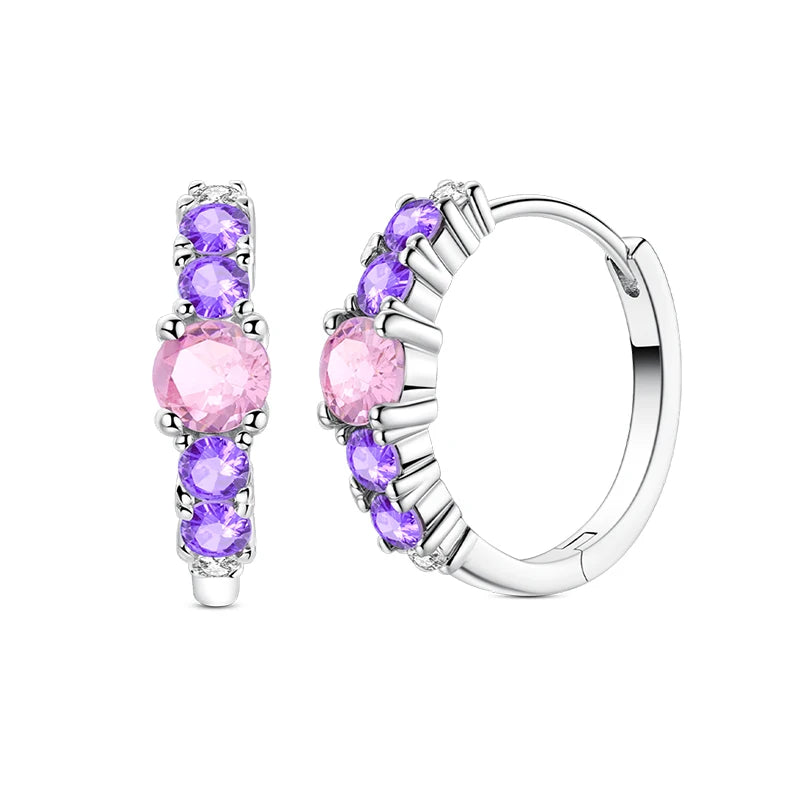 100% 925 Sterling Silver Colorful Butterfly Bee Ladybug Rainbow Flower Earrings For Women Fashion Birthday Party Jewelry Gifts