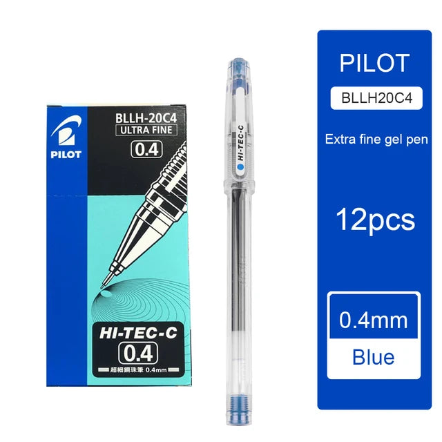 12pcs/Box Pilot HI-TEC Gel Pen Set 0.25/0.3/0.4/0.5mm Fine Point Ballpoint Pen Needle Neutral Gel Ink Black,Blue,Red BLLH-20C4