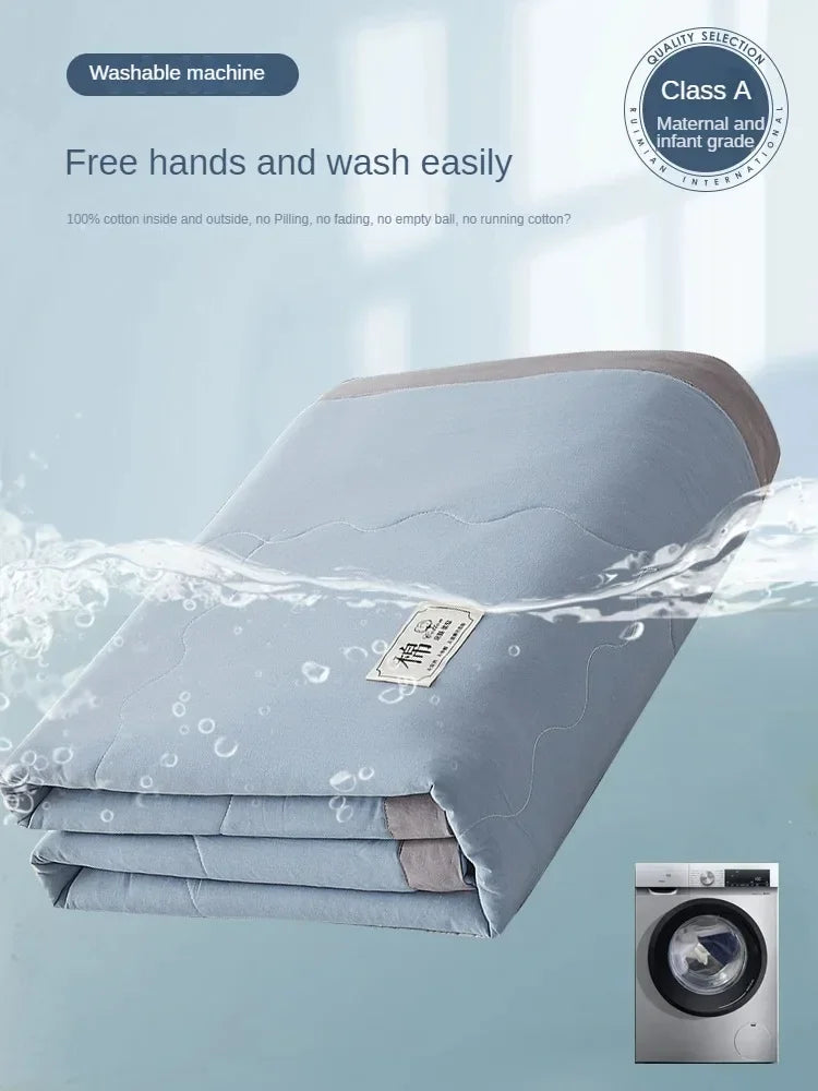 100% cotton inside and outside summer cool  air conditioning quilt washed cotton pure cotton summer quilt thin quilt summer