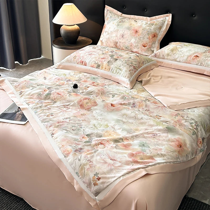 1PC Summer Quilt Korean Style Cool Quilt Flora Household Machine Washable Suitable 여름이불 Cool and Refreshing Summer Blanket