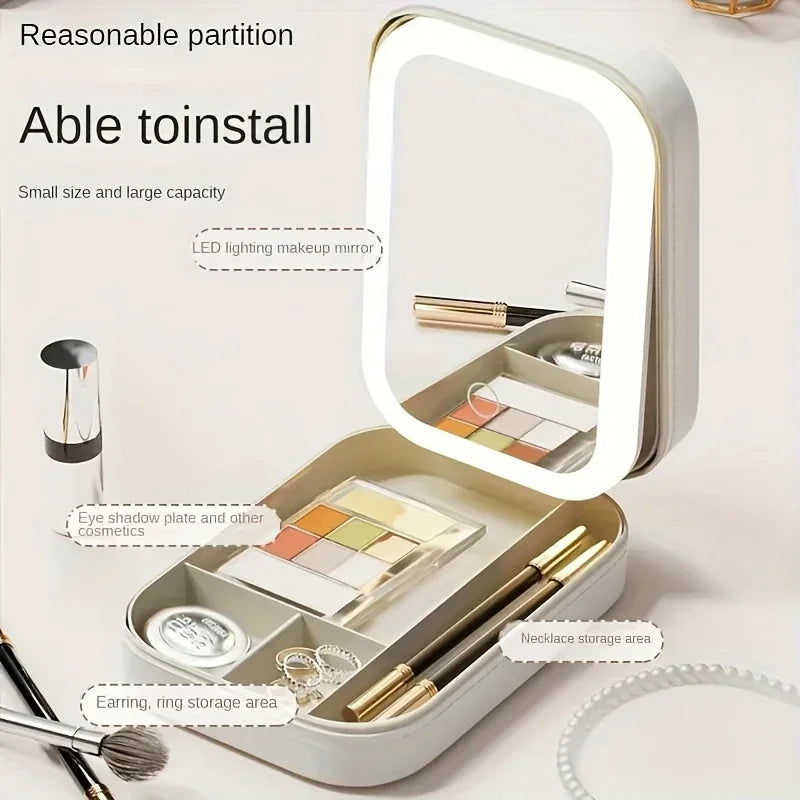 1pc Children's travel cosmetic bag with mirror-fashionable and convenient children's cosmetic storage bag
