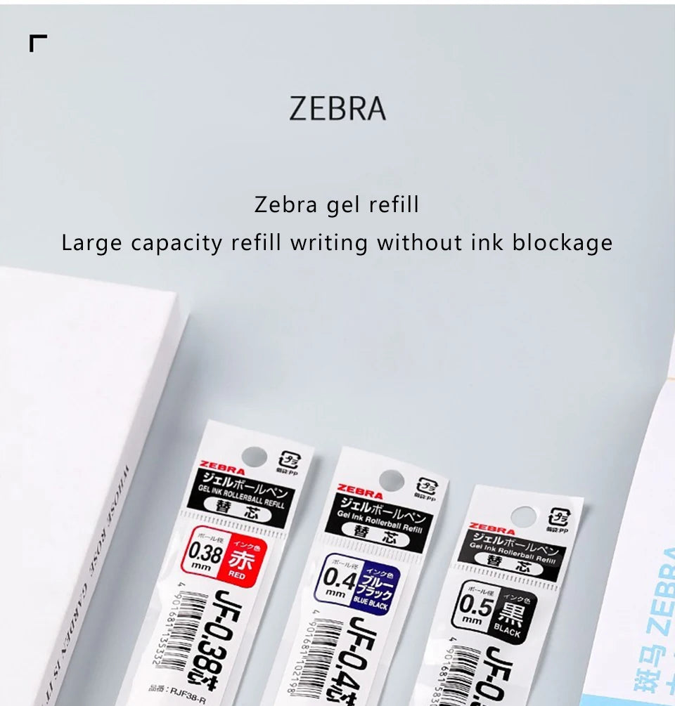 10pcs Japan ZEBRA Zebra Pen Refill JF-0.3/0.38/0.4/0.5/0.7mm JJ15 Press Neutral Pen Refill Black Blue Red School Stationery