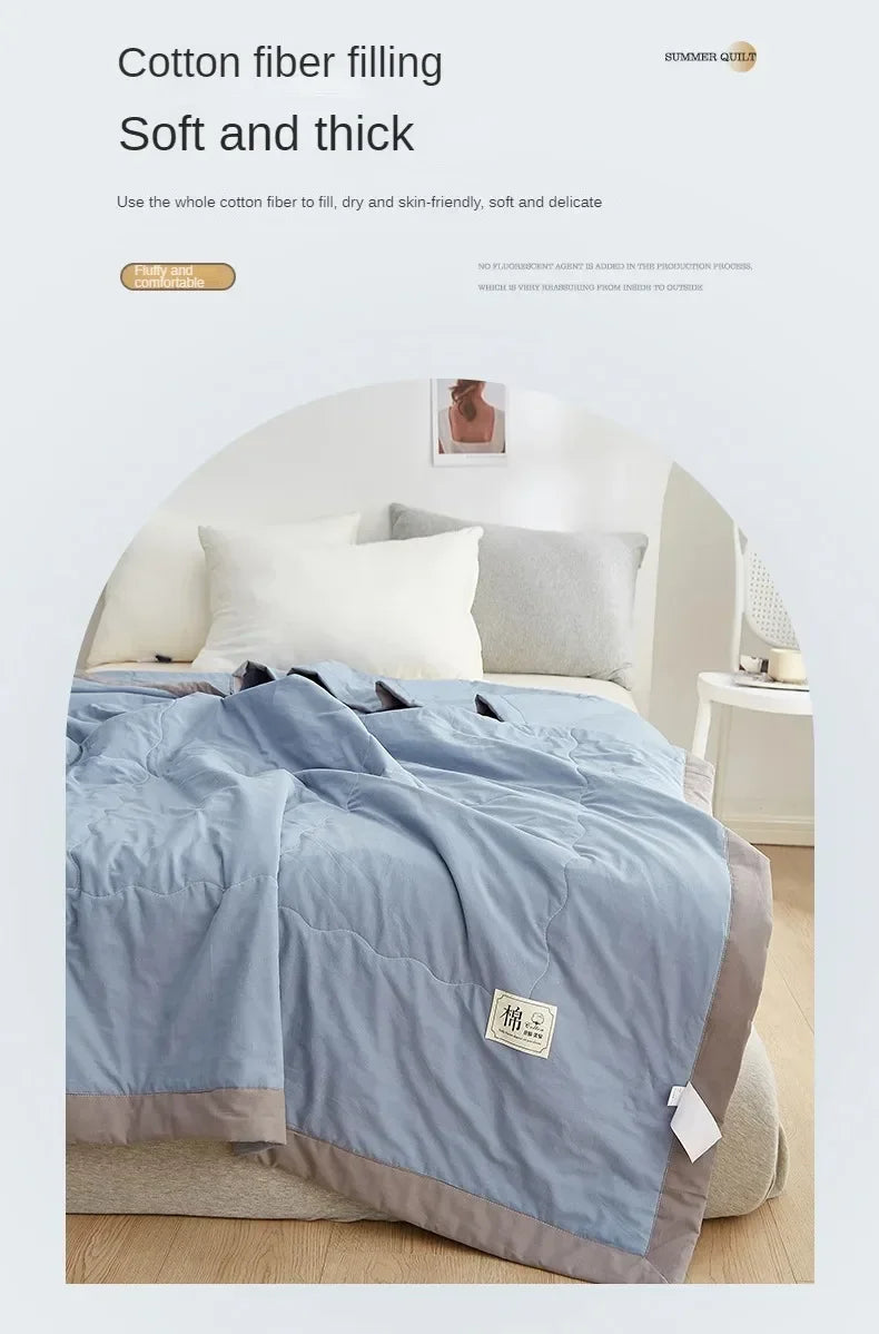 100% cotton inside and outside summer cool  air conditioning quilt washed cotton pure cotton summer quilt thin quilt summer