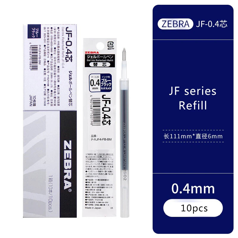 10pcs Japan ZEBRA Zebra Pen Refill JF-0.3/0.38/0.4/0.5/0.7mm JJ15 Press Neutral Pen Refill Black Blue Red School Stationery