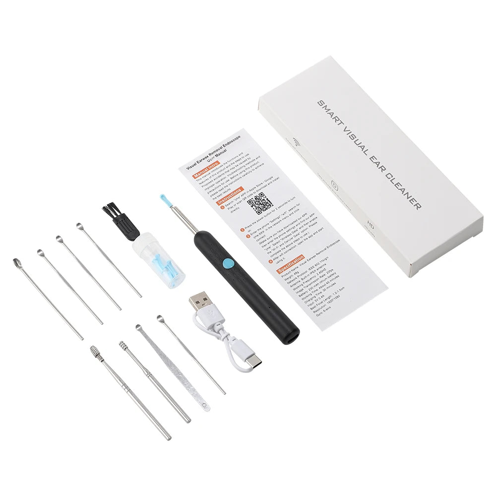 Wireless Visual Ear Wax Removal Safe Endoscope Earpick with Camera 500W Pixel Luminous Otoscope Ear Cleaning Tools