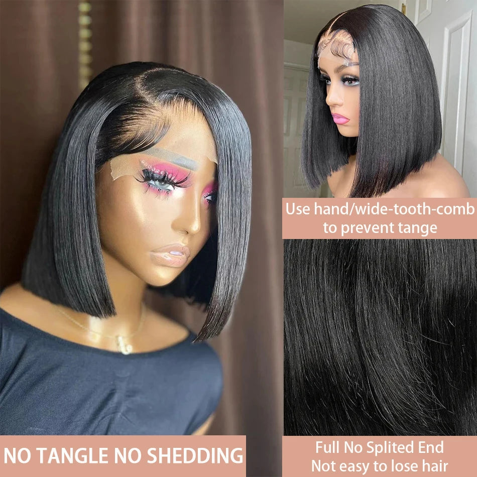 13x4 Bone Straight Bob Wig 4x4 Transparent Lace Front Wigs For Women Short Bob Wig Lace Frontal Wig 100% Human Hair 12 14 Inch