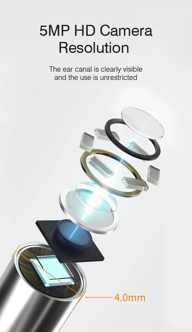 Wireless Visual Ear Endoscope Camera Ear Cleaning Tools Spoon Safe Silicone Earpick 5MP Camera Ear Wax Remover Luminous Otoscope