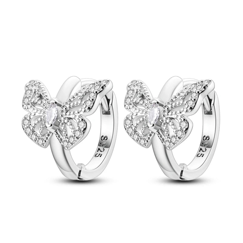 100% 925 Sterling Silver Colorful Butterfly Bee Ladybug Rainbow Flower Earrings For Women Fashion Birthday Party Jewelry Gifts