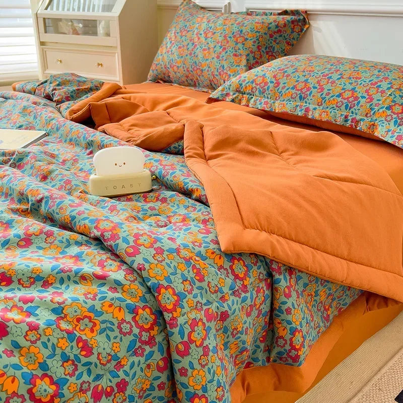 100% Cotton Summer Double-sided Cool Feeling Summer Quilt Queen Smooth Ice Silk Cooling Blanket Summer Comforter