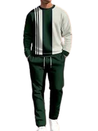 Men'S Trendy Versatile High-End  Decorated Men'S Long Sleeve Long Pants Set Casual Vacation polo